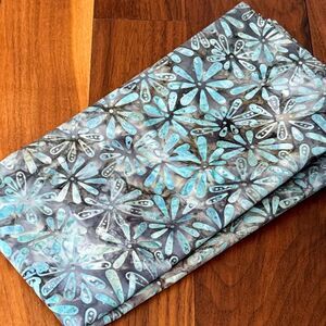 Blue Floral Batik Fabric 1 yard & 6”